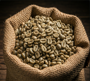 green coffee beans burlap clean original size